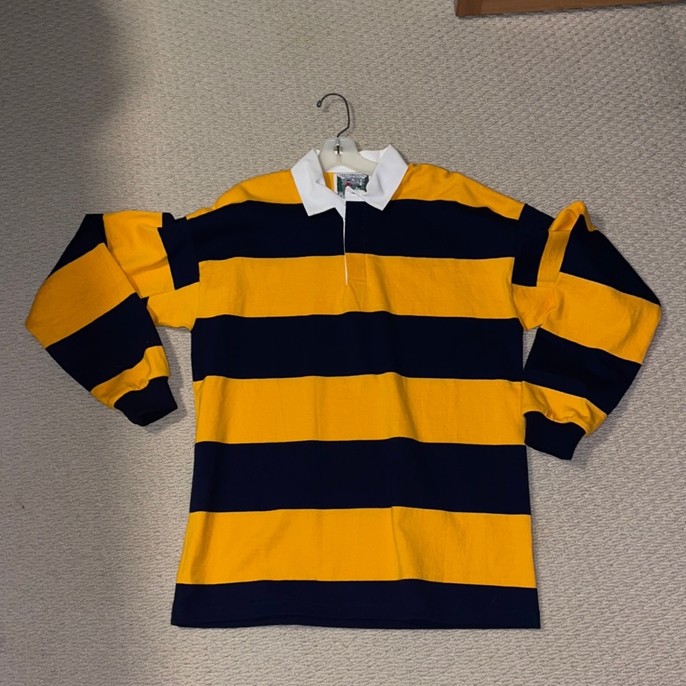Columbia Knit Navy/Gold basketball stripe Rugby shirt